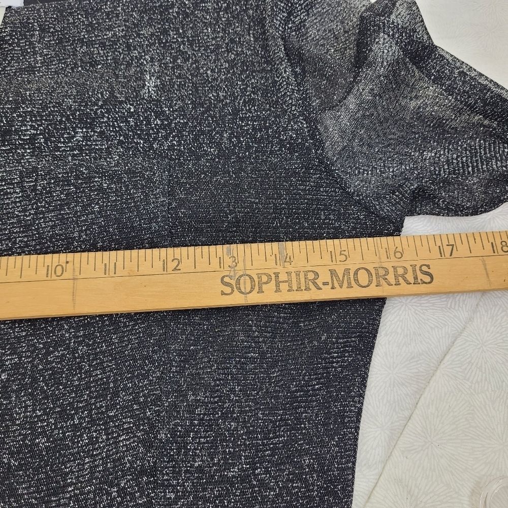 Cache VTG sheer black long sleeve lined top metallic silver whimsigoth edgy S - Picture 6 of 11